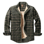 heren geruite overshirt met teddyvoering in donkergroen