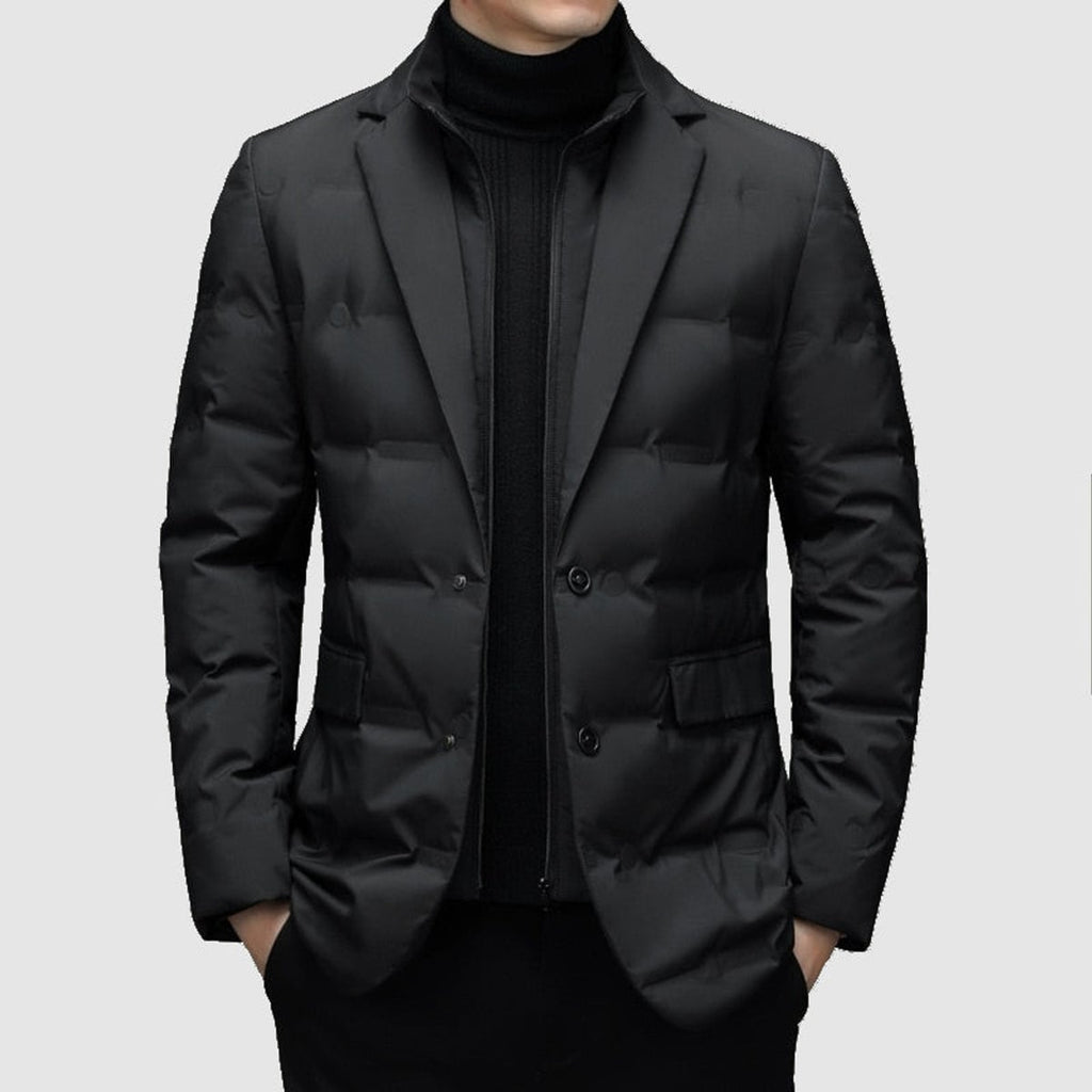 heren getailleerde parka jas met revers in zwart