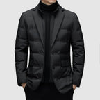 heren getailleerde parka jas met revers in zwart