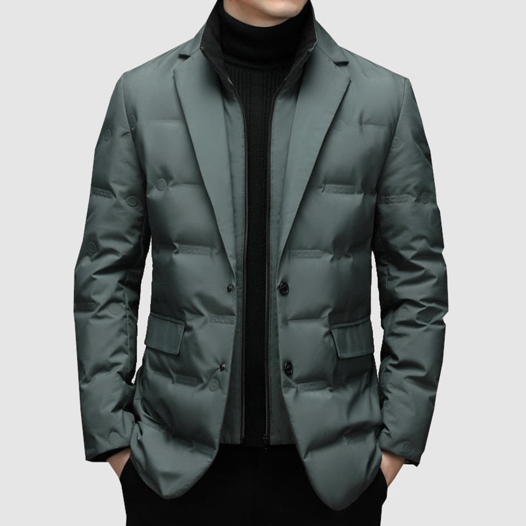 heren getailleerde parka jas met revers in manhattan grijs