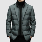 heren getailleerde parka jas met revers in manhattan grijs