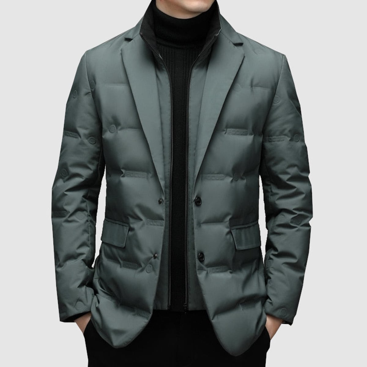 heren getailleerde parka jas met revers in manhattan grijs