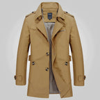 heren getailleerde trenchcoat met revers in bruin