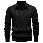 heren getailleerde zip-up cardigan met staande kraag in zwart