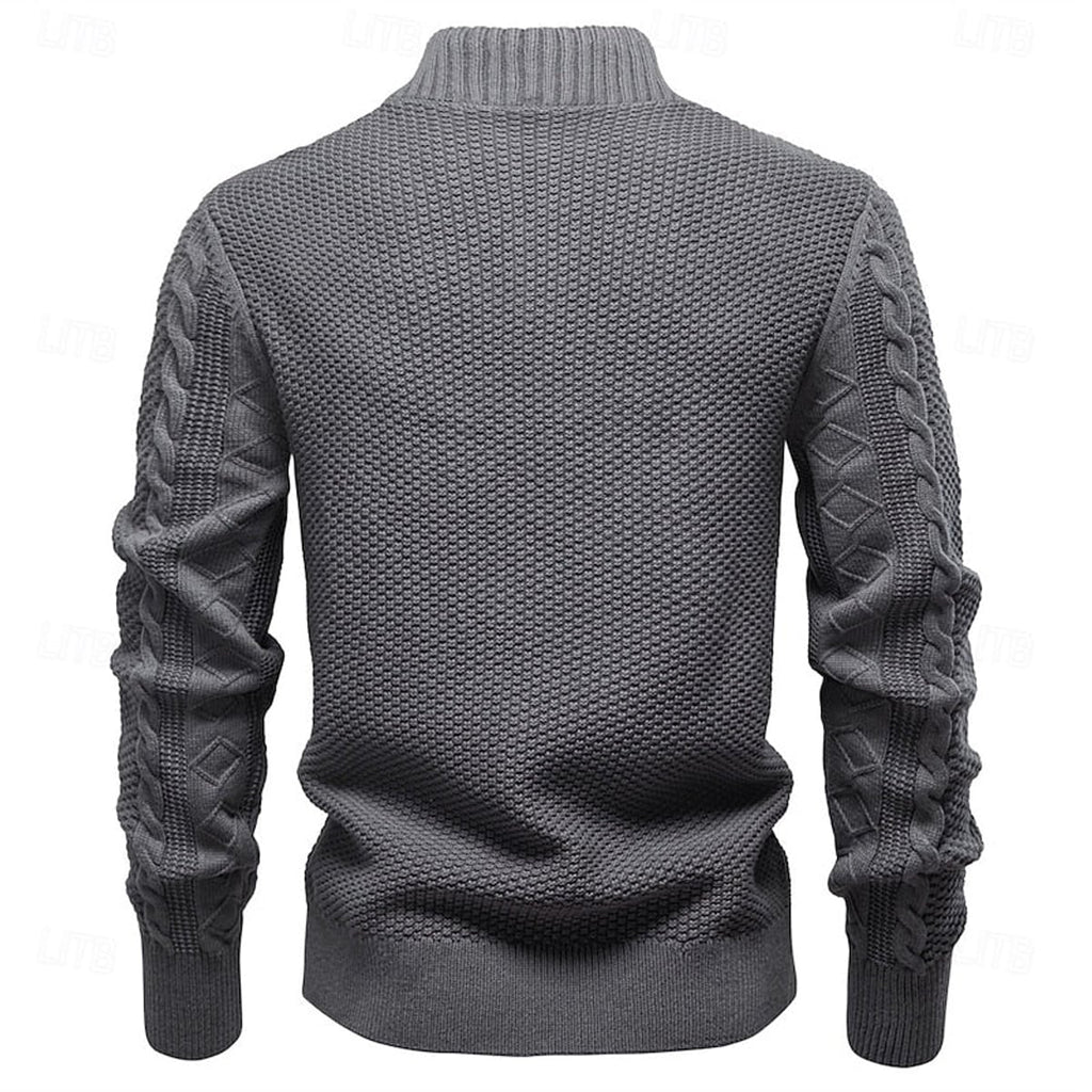 heren getailleerde zip-up cardigan met staande kraag