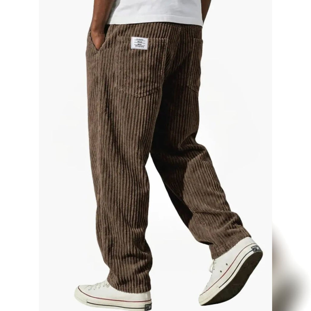 heren getextureerde slim fit broek met elastische taille in bruin
