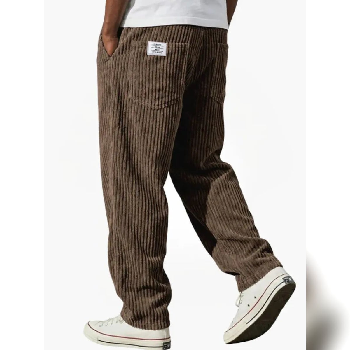 heren getextureerde slim fit broek met elastische taille in bruin