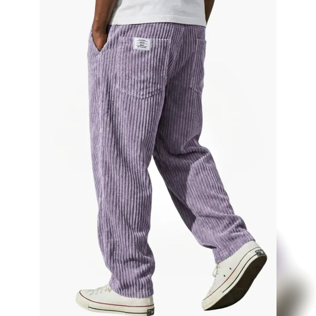 heren getextureerde slim fit broek met elastische taille in paars