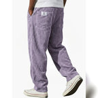 heren getextureerde slim fit broek met elastische taille in paars