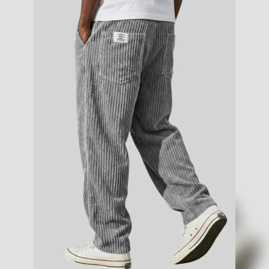 heren getextureerde slim fit broek met elastische taille in grijs