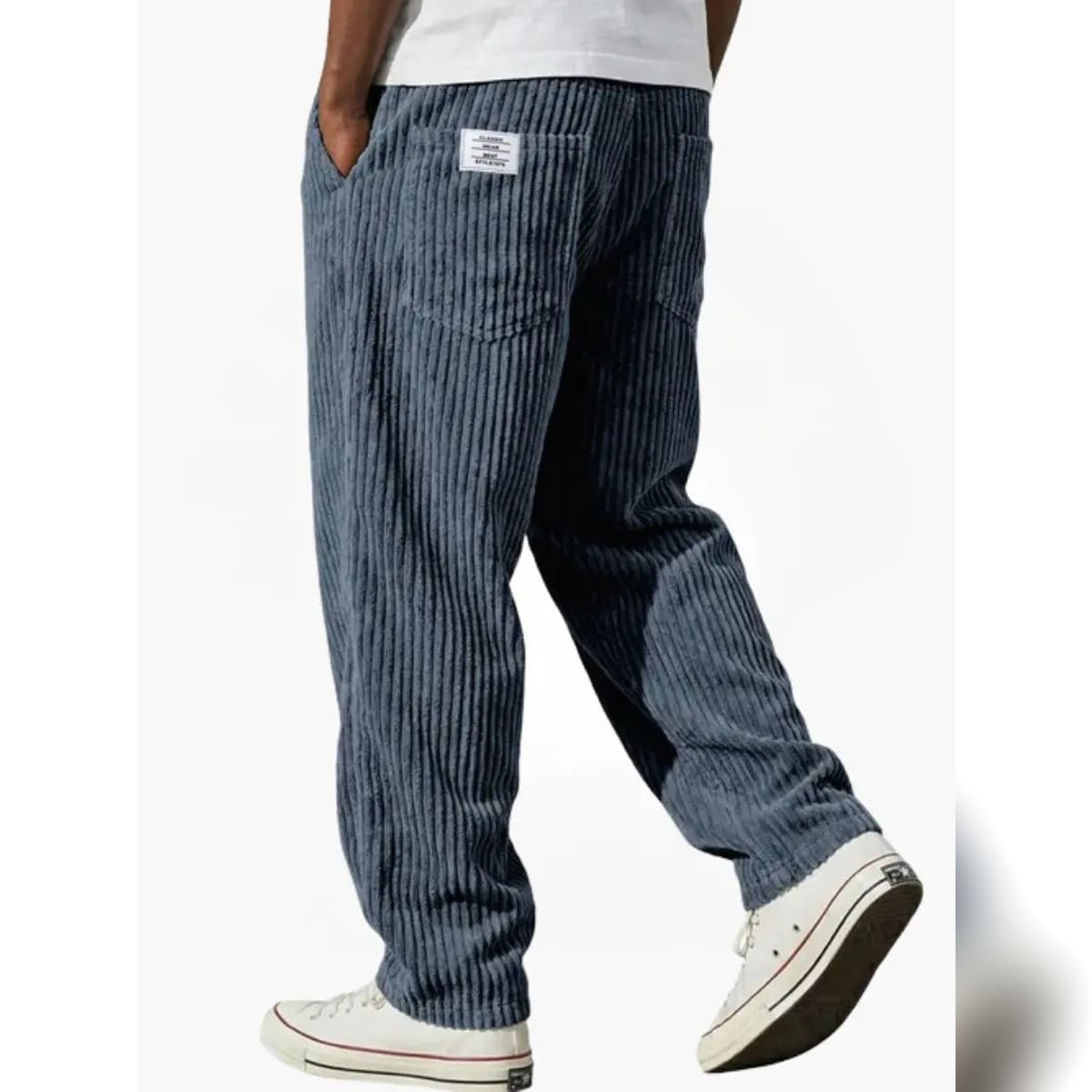 heren getextureerde slim fit broek met elastische taille in blauw