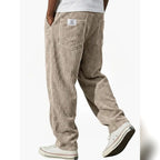 heren getextureerde slim fit broek met elastische taille in khaki