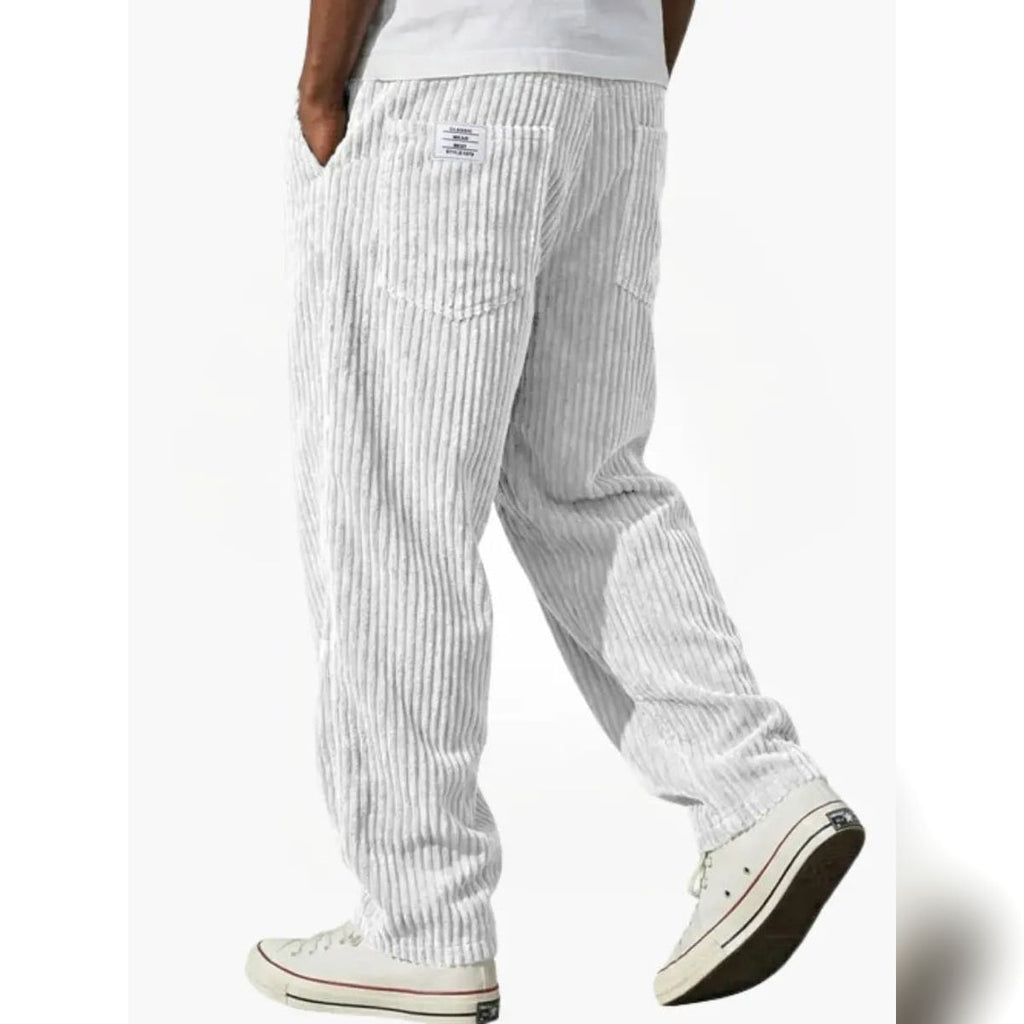 heren getextureerde slim fit broek met elastische taille in wit