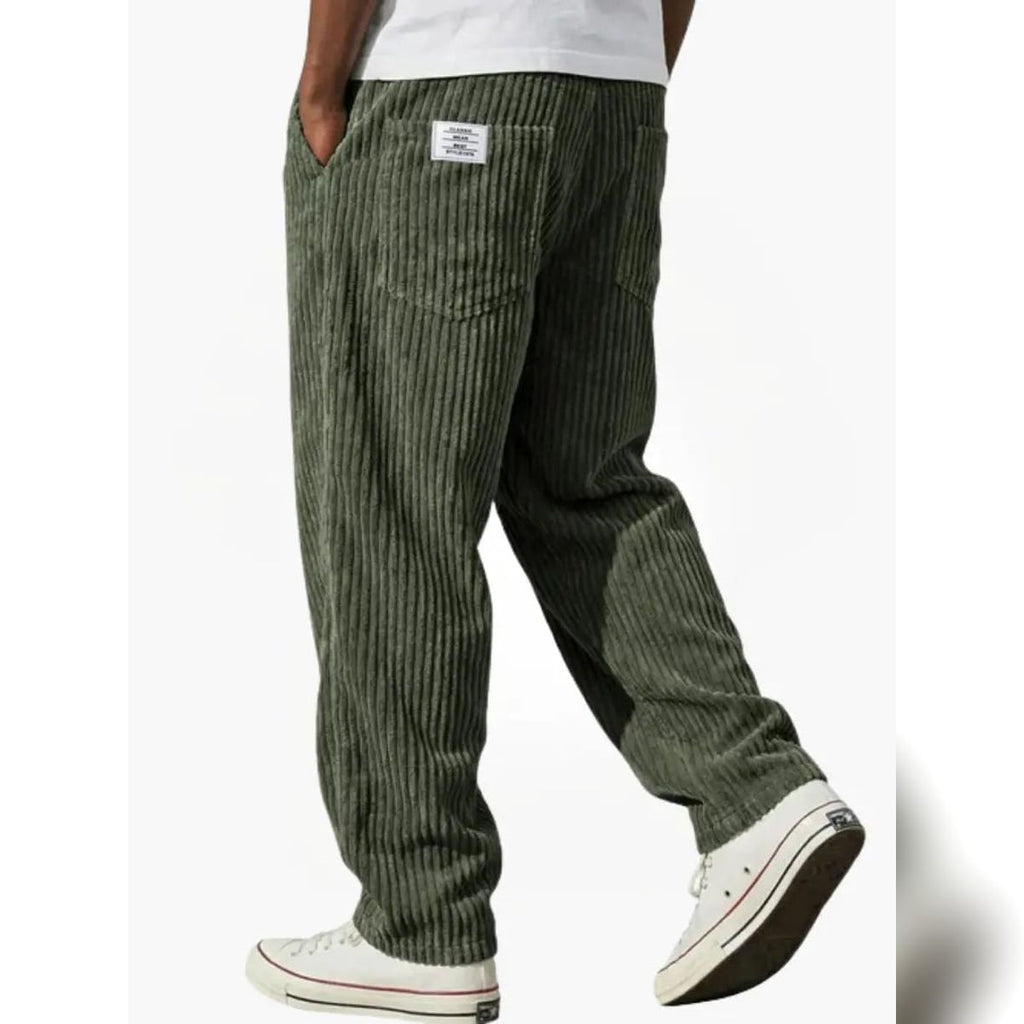 heren getextureerde slim fit broek met elastische taille in groen