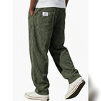 heren getextureerde slim fit broek met elastische taille in groen
