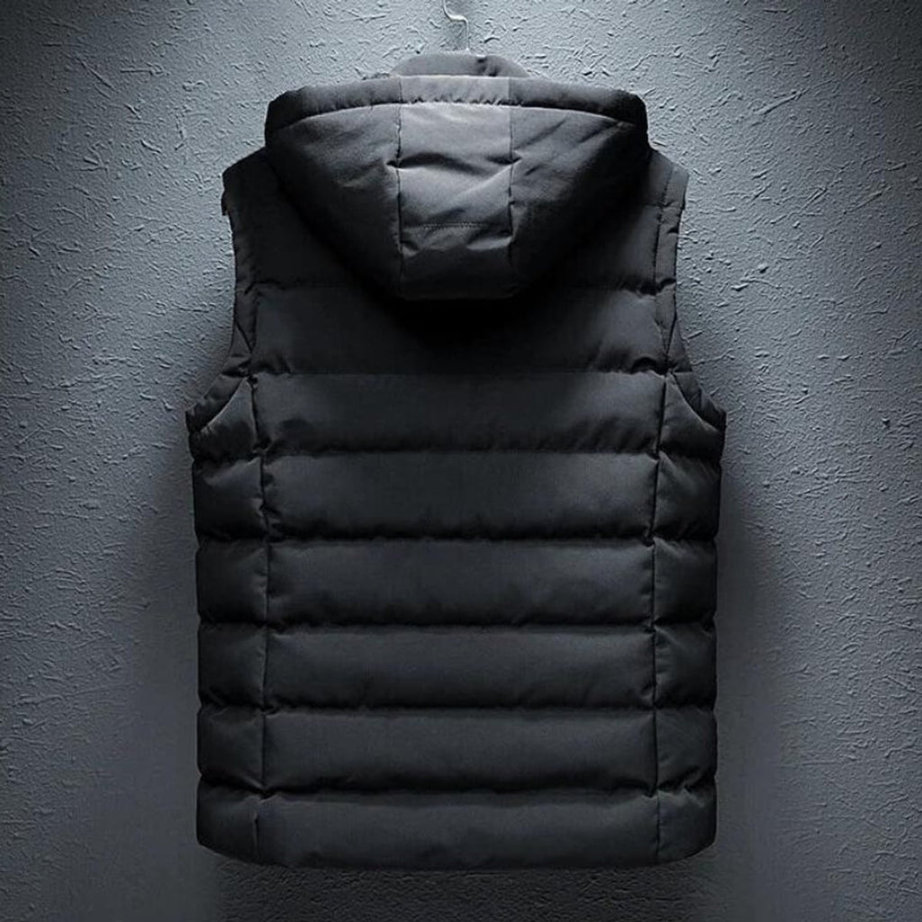 heren gewatteerd vest met afneembare capuchon