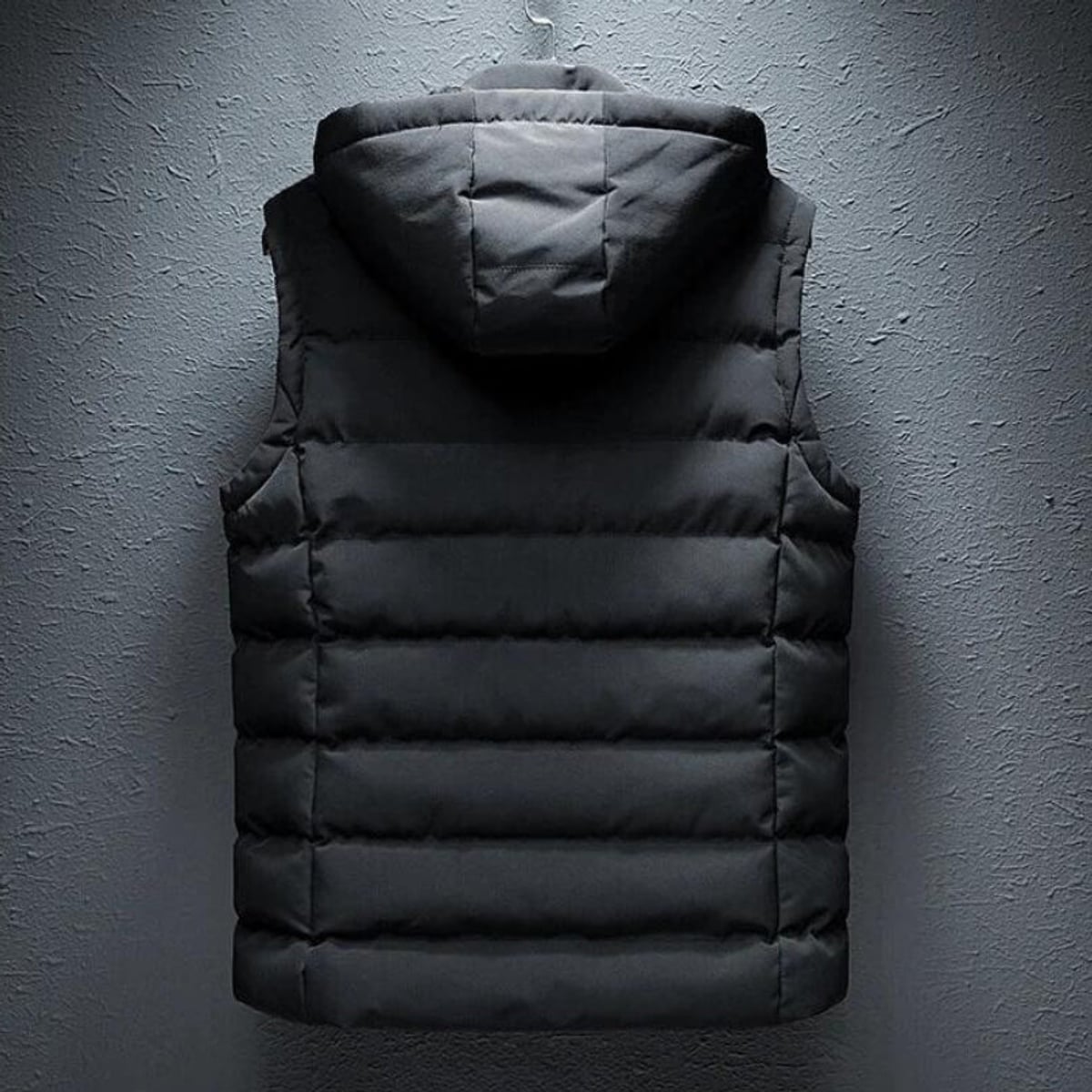 heren gewatteerd vest met afneembare capuchon