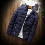 heren gewatteerde jas met ritsluiting blauw