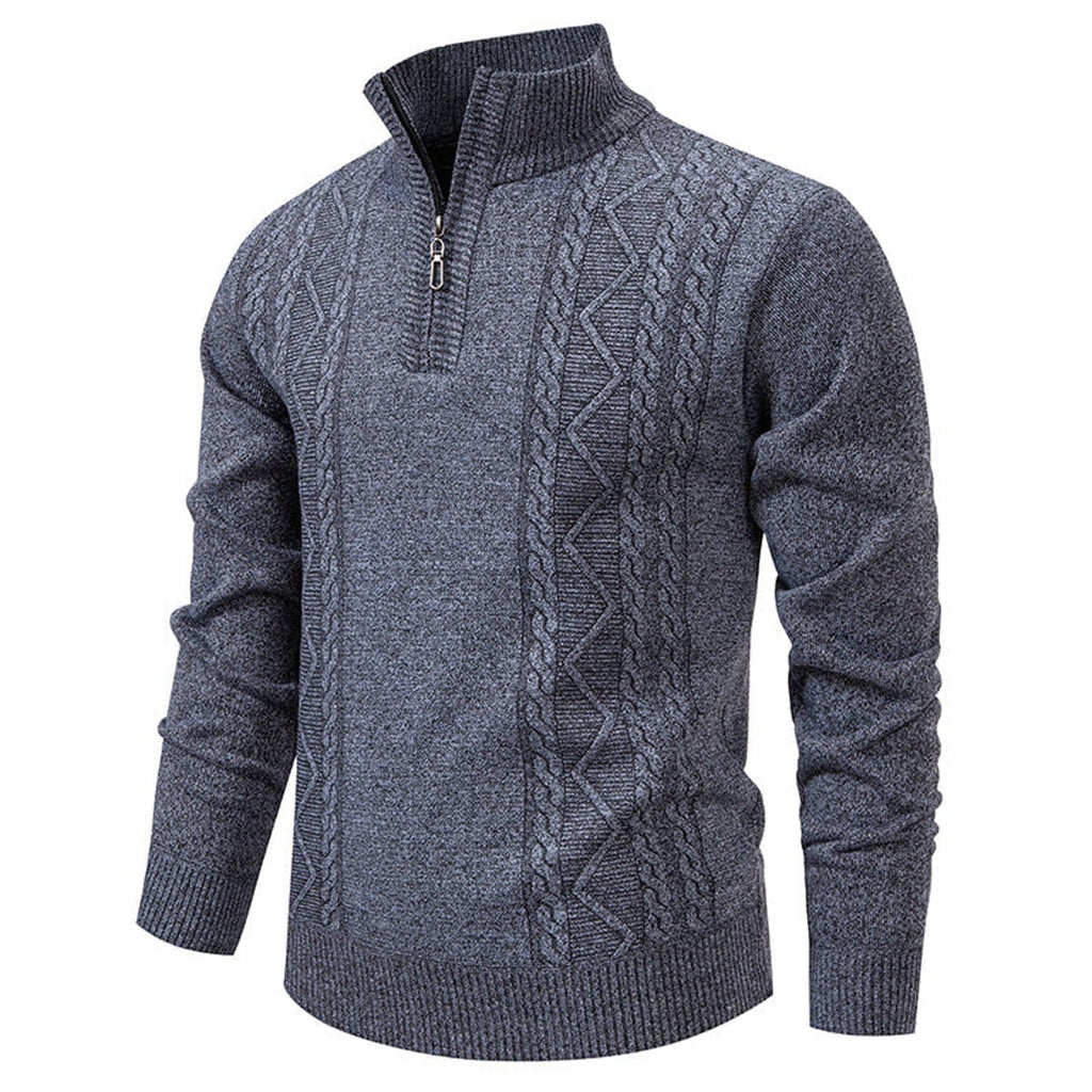 heren halfzip trui met staandboordje Lichtgrijs