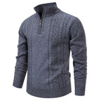heren halfzip trui met staandboordje Lichtgrijs