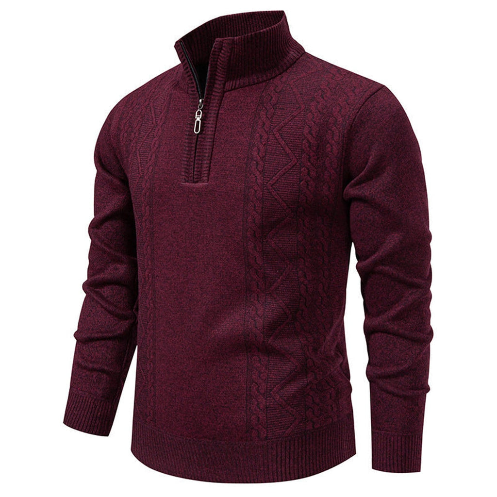 heren halfzip trui met staandboordje Bordeaux