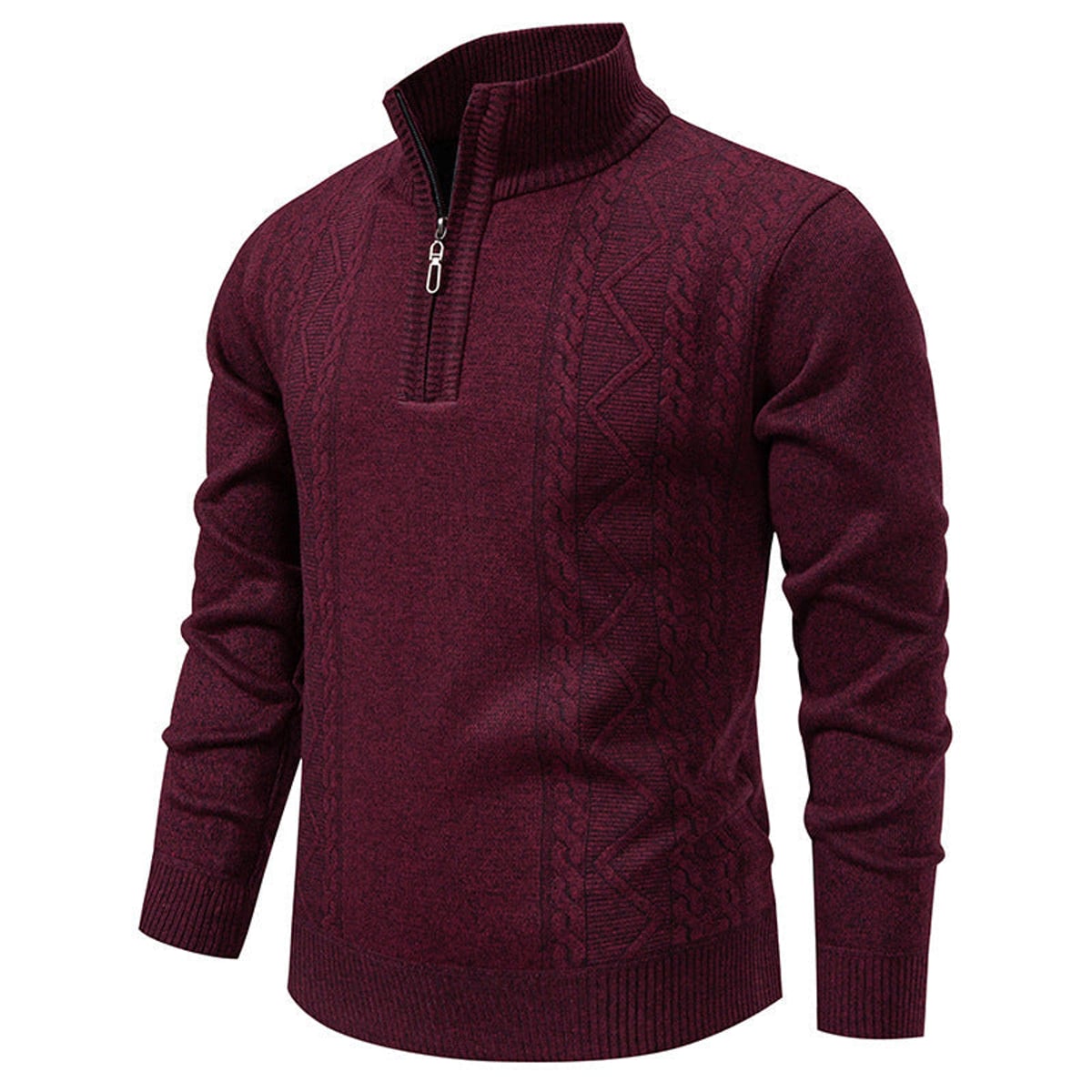 heren halfzip trui met staandboordje Bordeaux