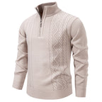 heren halfzip trui met staandboordje Beige