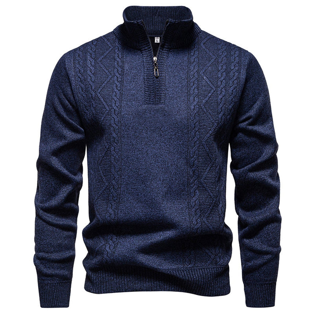 heren halfzip trui met staandboordje Donkerblauw