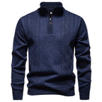 heren halfzip trui met staandboordje Donkerblauw