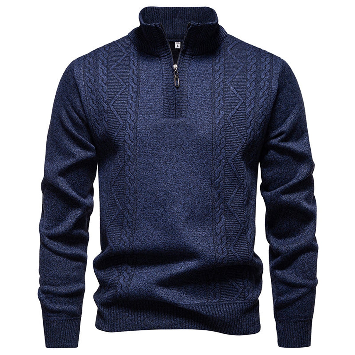 heren halfzip trui met staandboordje Donkerblauw