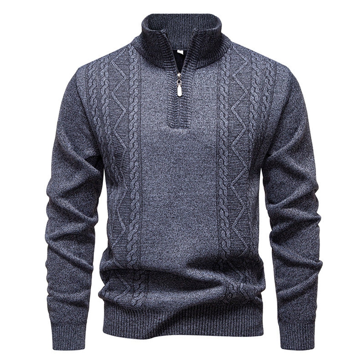 heren halfzip trui met staandboordje Donkergrijs