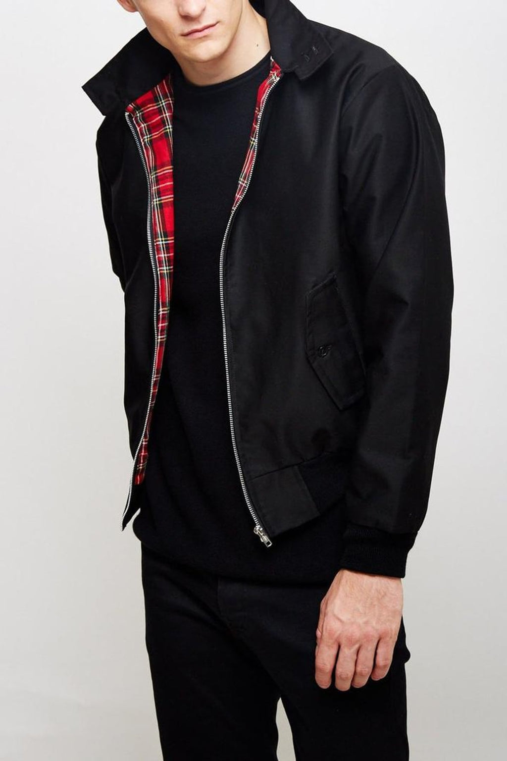heren harrington jack met ritssluiting in zwart