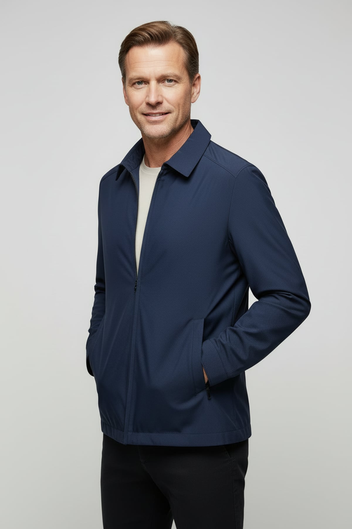 heren harrington jacket met kraag