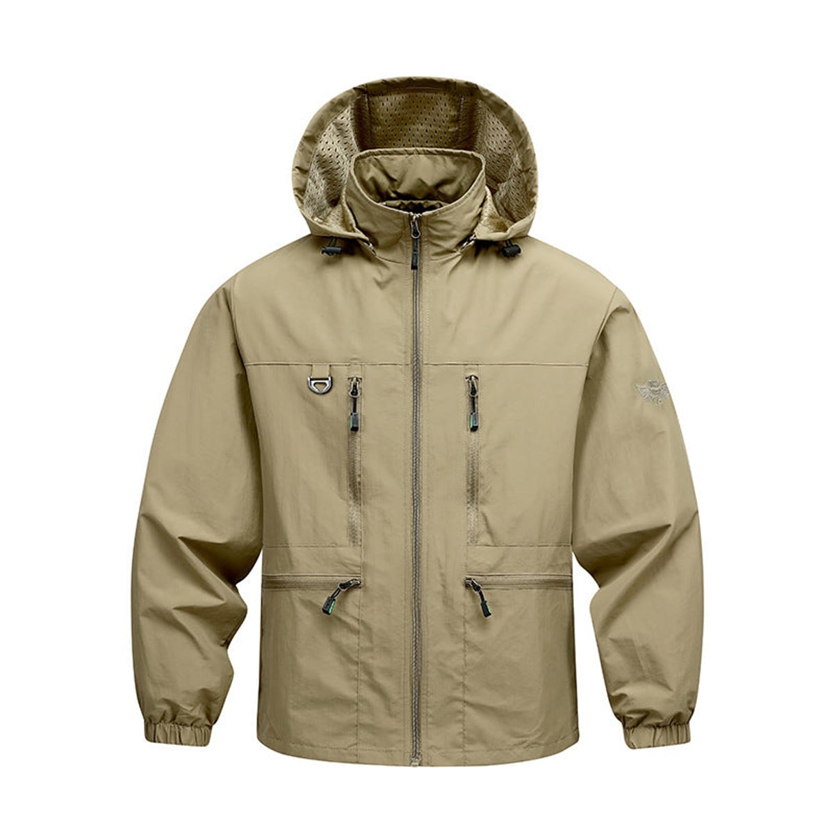 heren hooded outdoor jas met zakken khaki