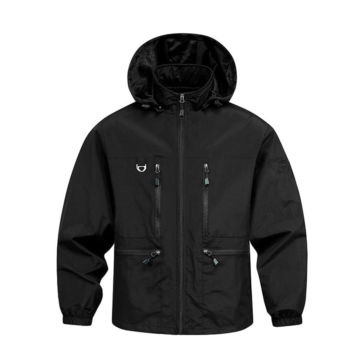 heren hooded outdoor jas met zakken zwart