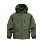 heren hooded outdoor jas met zakken Legergroen
