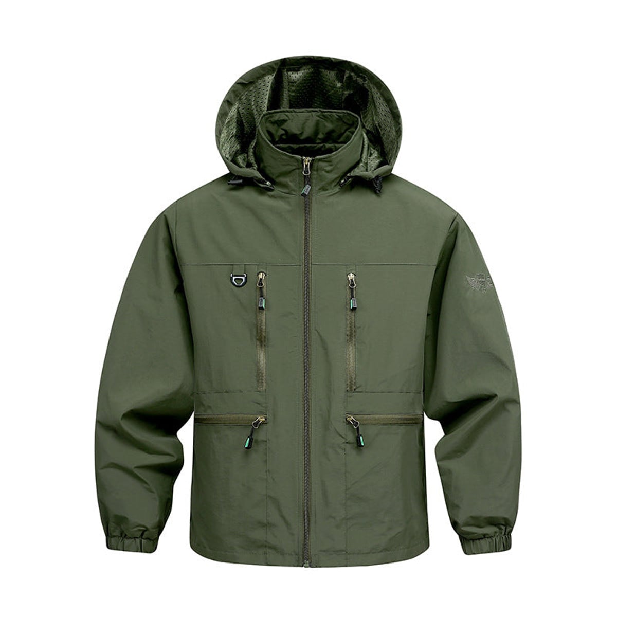 heren hooded outdoor jas met zakken Legergroen
