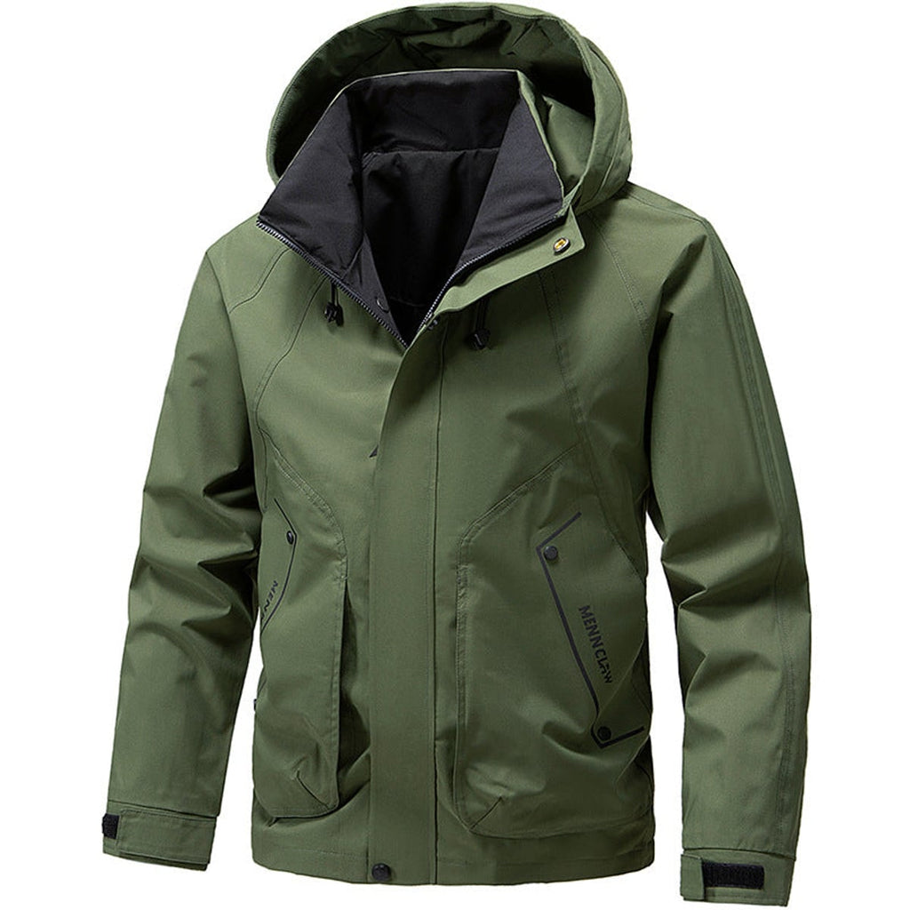 heren hoodie jas met rits en zakken Olijfgroen