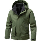 heren hoodie jas met rits en zakken Olijfgroen