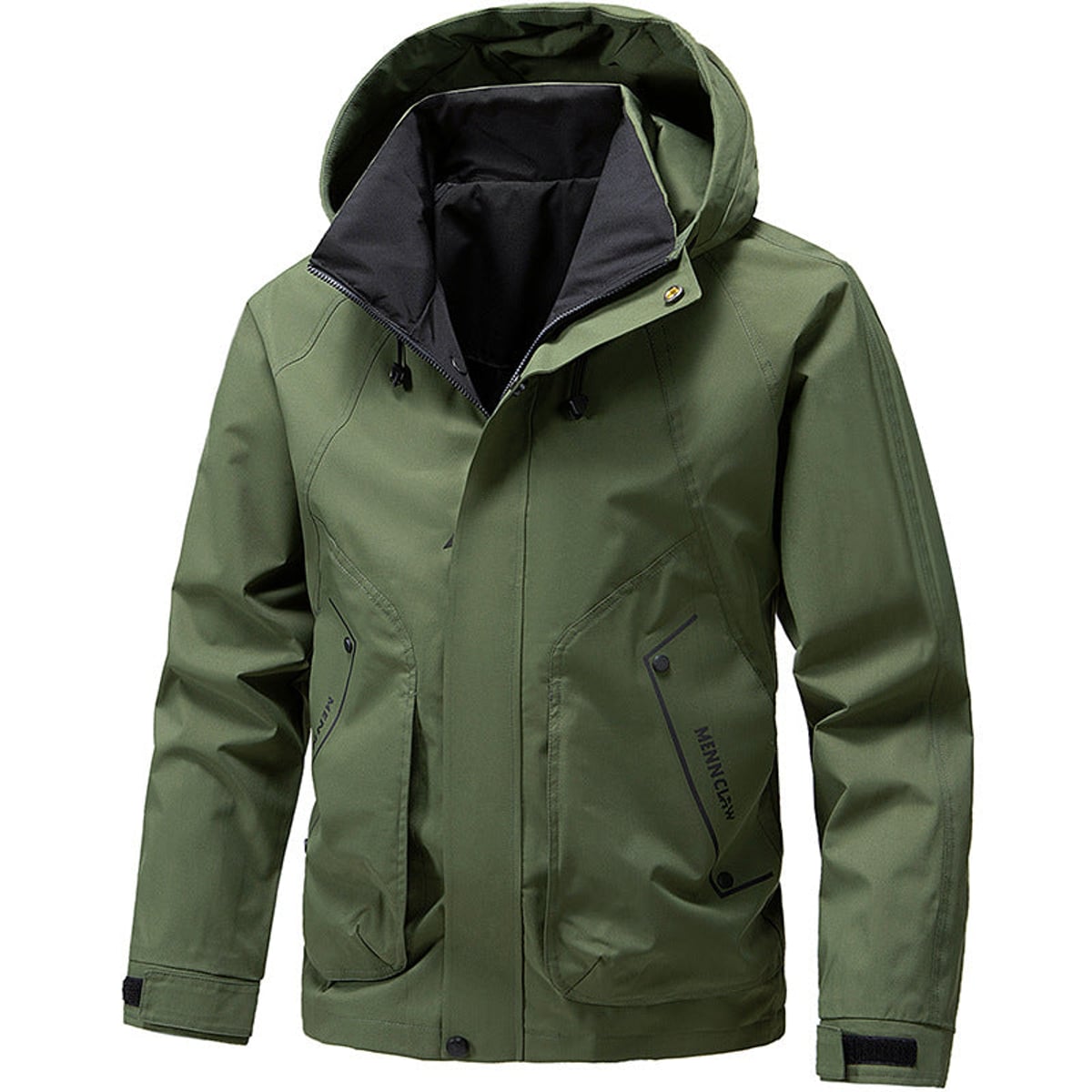 heren hoodie jas met rits en zakken Olijfgroen