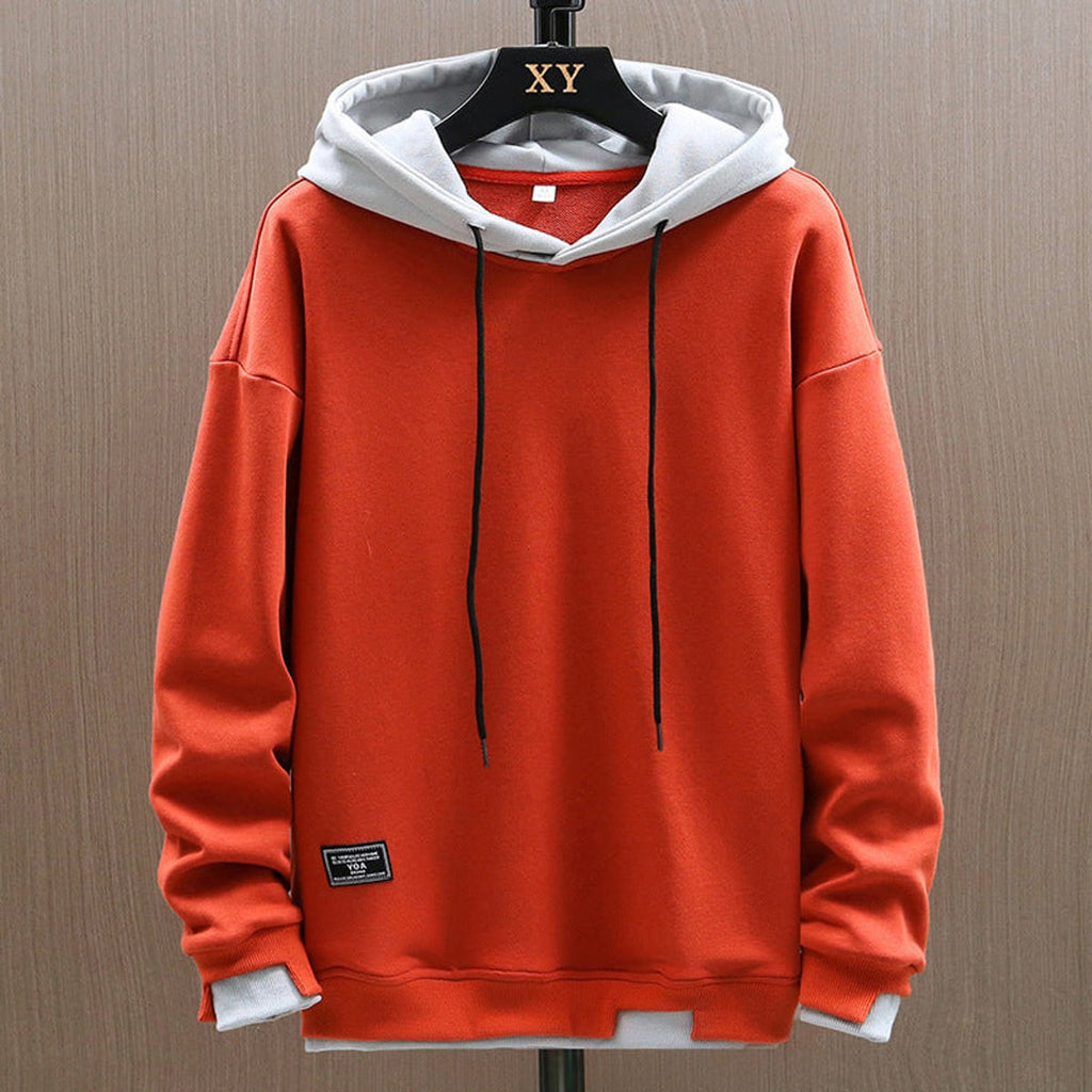 heren hoodie met contrasterende capuchon in oranje