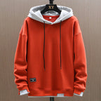 heren hoodie met contrasterende capuchon in oranje