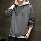 heren hoodie met contrasterende capuchon in grijs