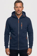 heren hoodie met rits en capuchon in marineblauw