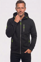 heren hoodie met rits en capuchon in zwart