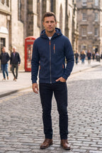 heren hoodie met rits en capuchon in marineblauw