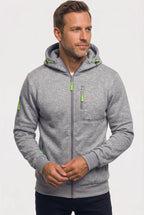 heren hoodie met rits en capuchon in lichtgrijs
