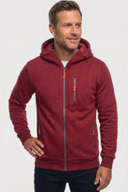 heren hoodie met rits en capuchon in rood
