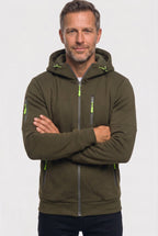 heren hoodie met rits en capuchon in donkergroen
