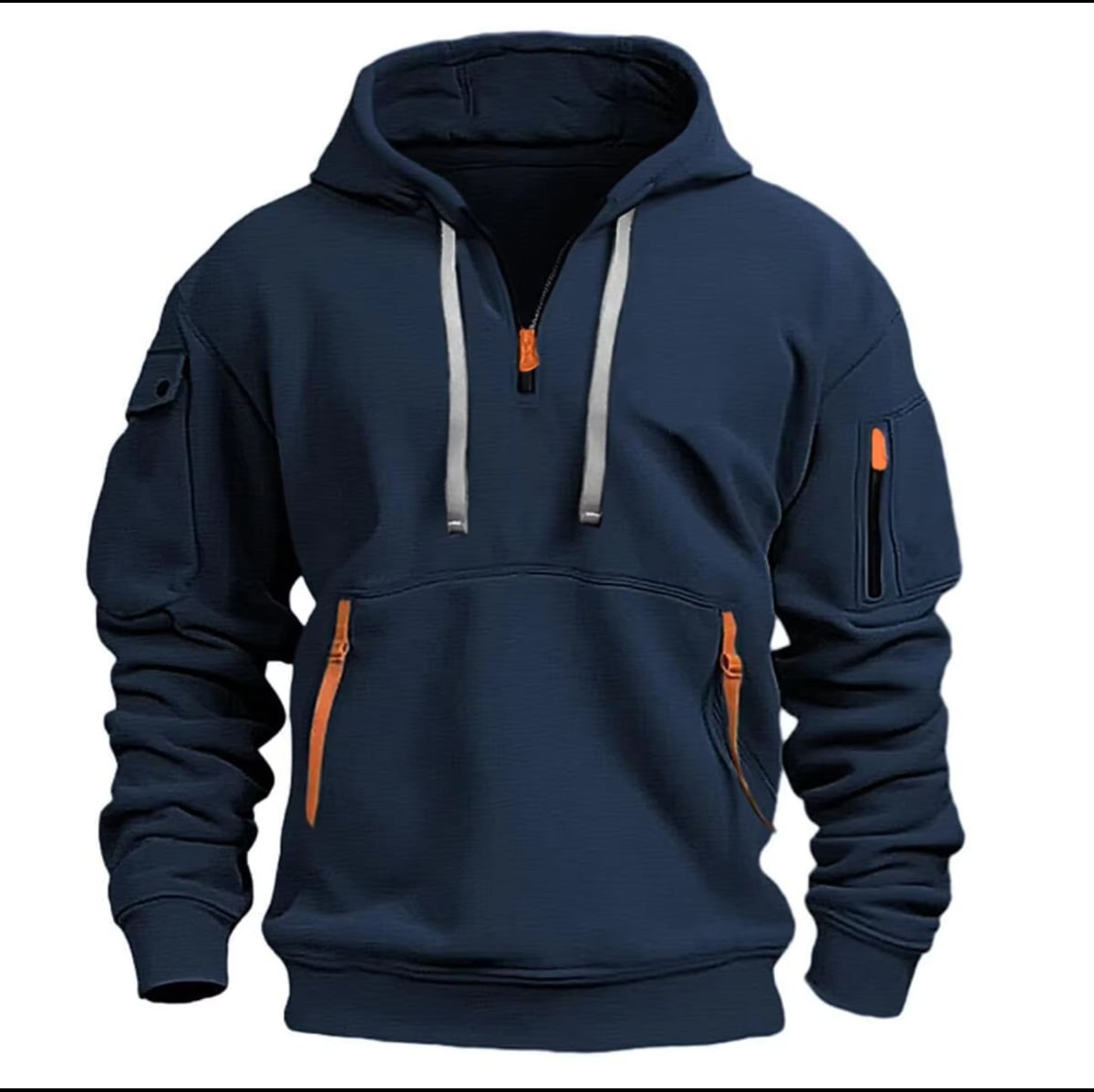 heren hoodie met rits en kap in donkerblauw